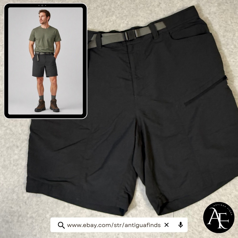 The North Face Mens Gray Nylon Belted Hiking Cargo Shorts XXL Regular